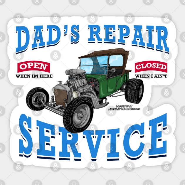 Dad's Repair Service Classic Car Hot Rod Novelty Gift Sticker by Airbrush World